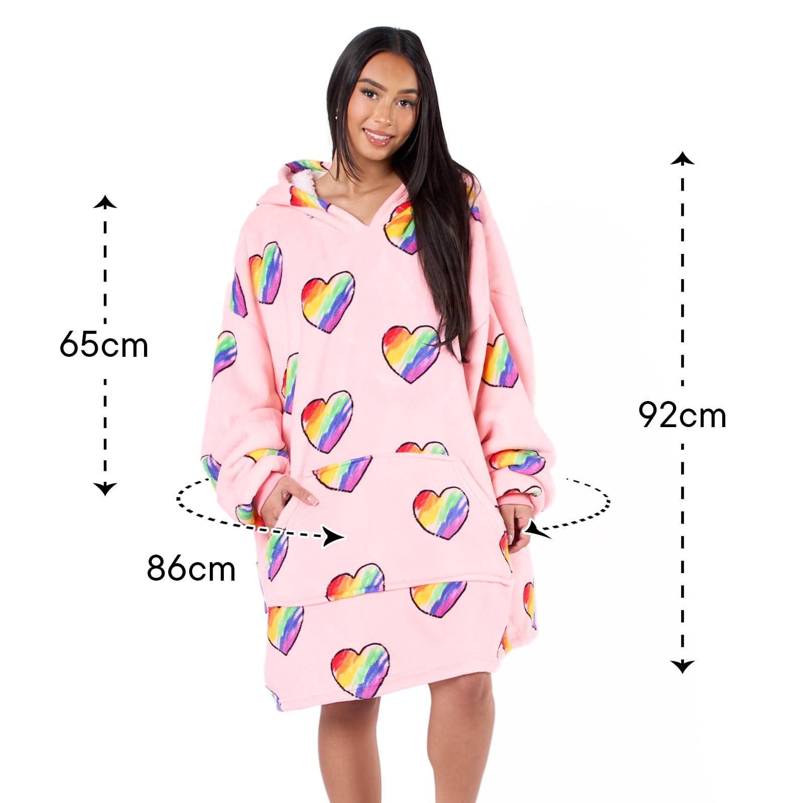 Amazon.com: Dreamscene Rainbow Heart Hoodie Blanket Oversized Soft