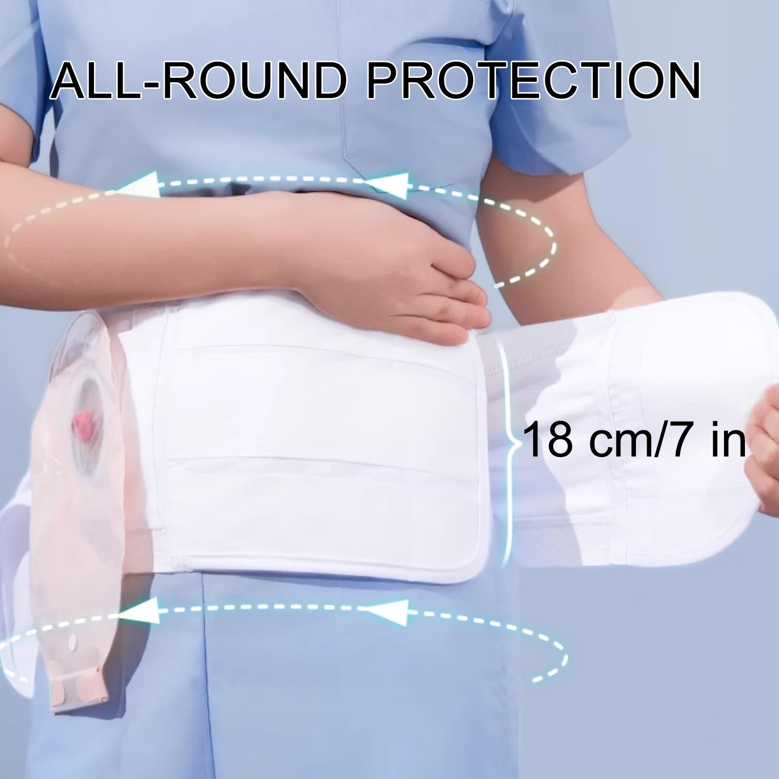 Stomagürtel für Männer und Frauen, Ostomiegürtel mit Stoma-Schutz (8 cm Loch), Stoma-Schutz für Kolostomie und Ileostomie(L)
