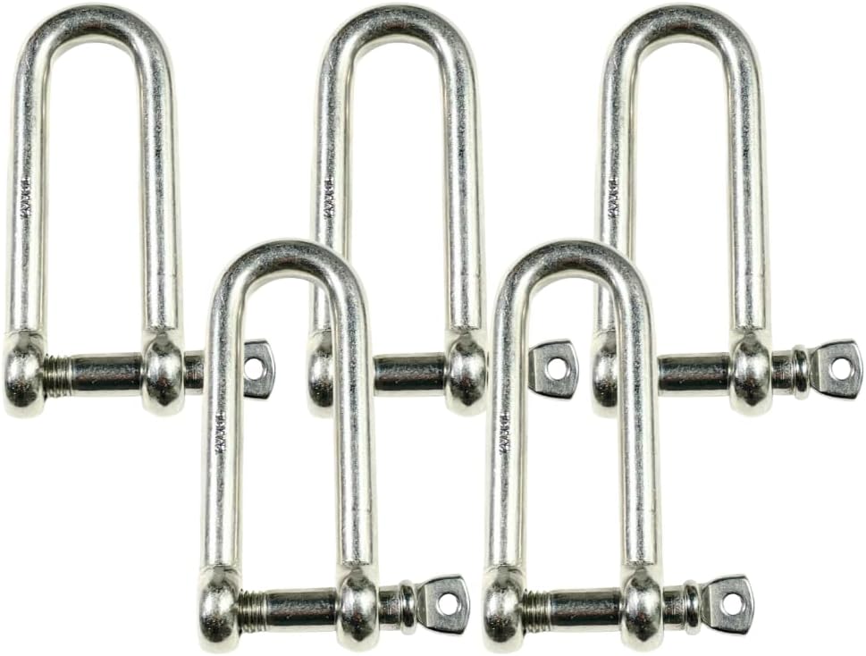316 Stainless Steel Long D-Shackle – Heavy-Duty Marine Grade Shackle with Screw Pin, Anti-Corrosion & Rust-Resistant for Boat, Anchor Chain, Rigging, Towing (Choose Size & Pack Quantity)