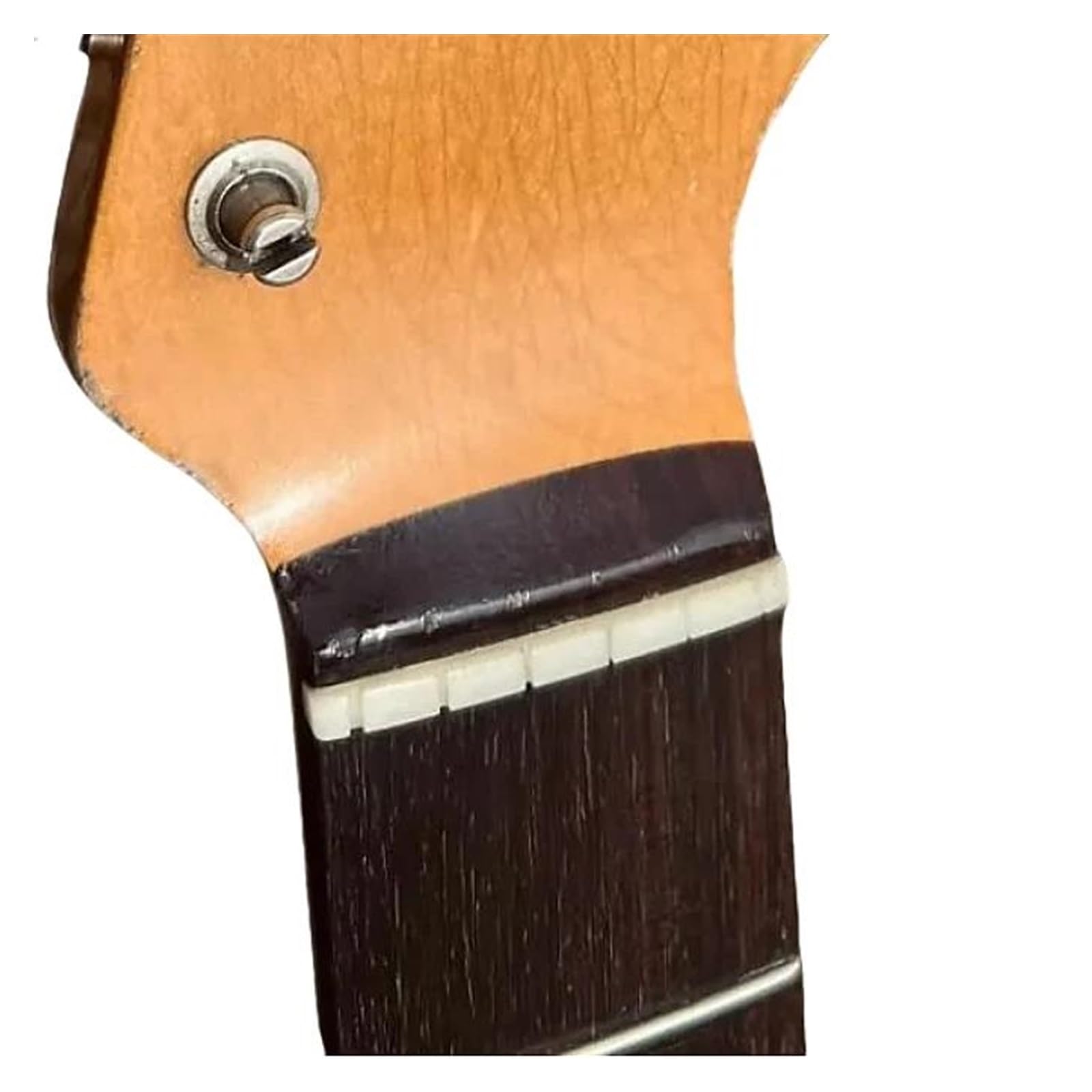 Siodełko Gitarowe 10 Niebielonych Zakrzywionych Nakrętek Wypełnionych Kością Do Gitar 43 Mm