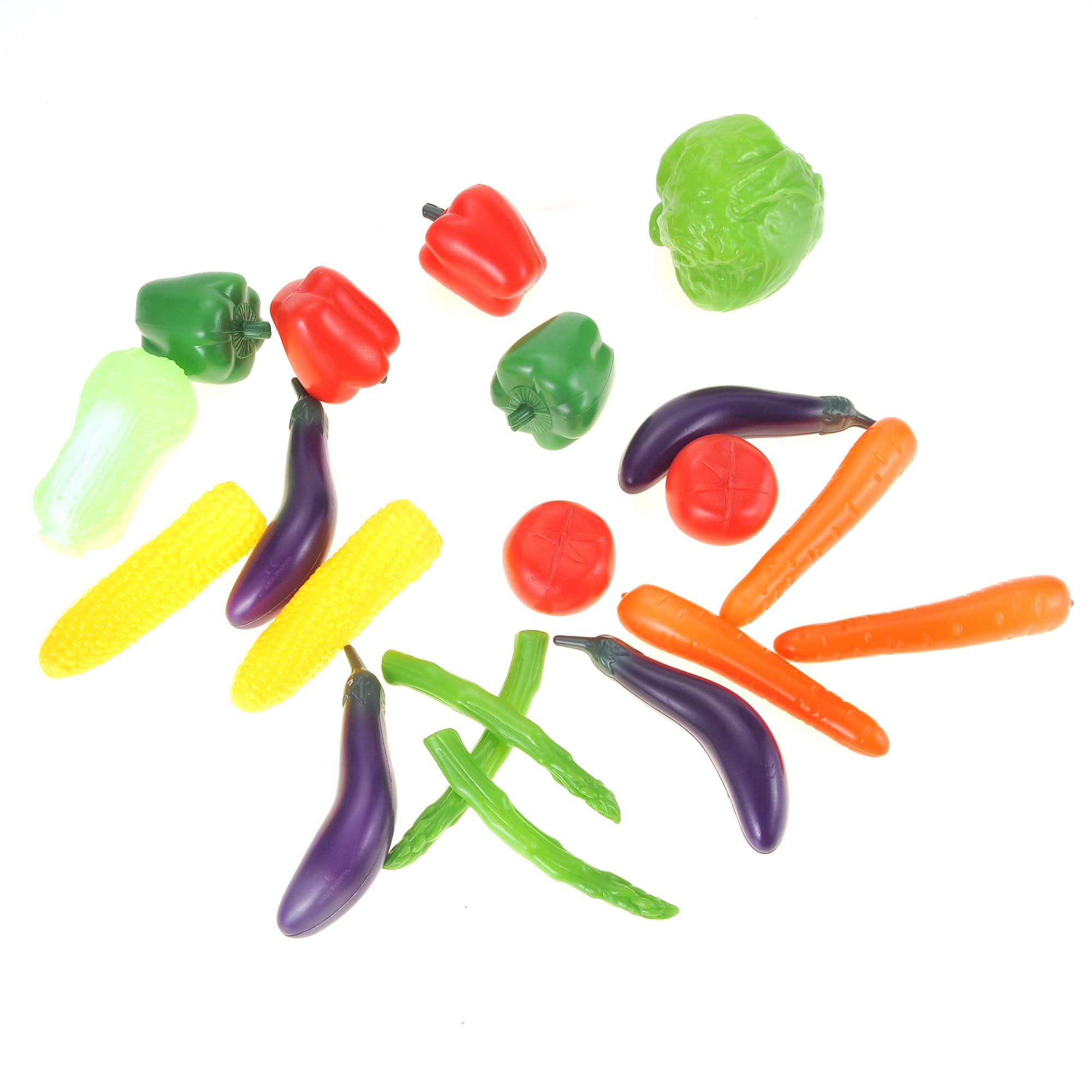 PowerTRC 20 Pcs Play Vegetables Playset, Colorful Life-Size Pretend Play Toy for Kitchen, Farmer’s Market Grocery Play Plastic Food Toy for Toddlers Kids