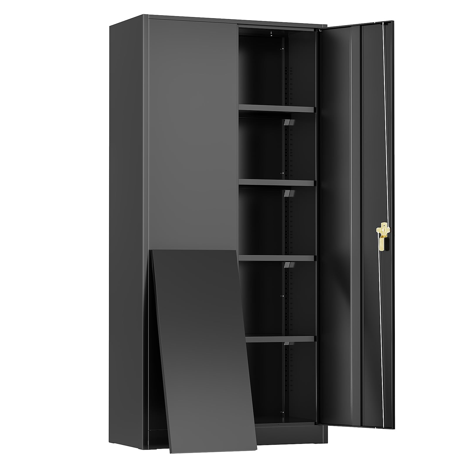 Oakcloud Metal Storage Cabinet Tool Organizer, 72" Lockable Garage Storage Tool Cabinets with 2 Doors and 4 Adjustable Shelves, Locking File Cabinet for Office, Home, School (72" Wide-Black)