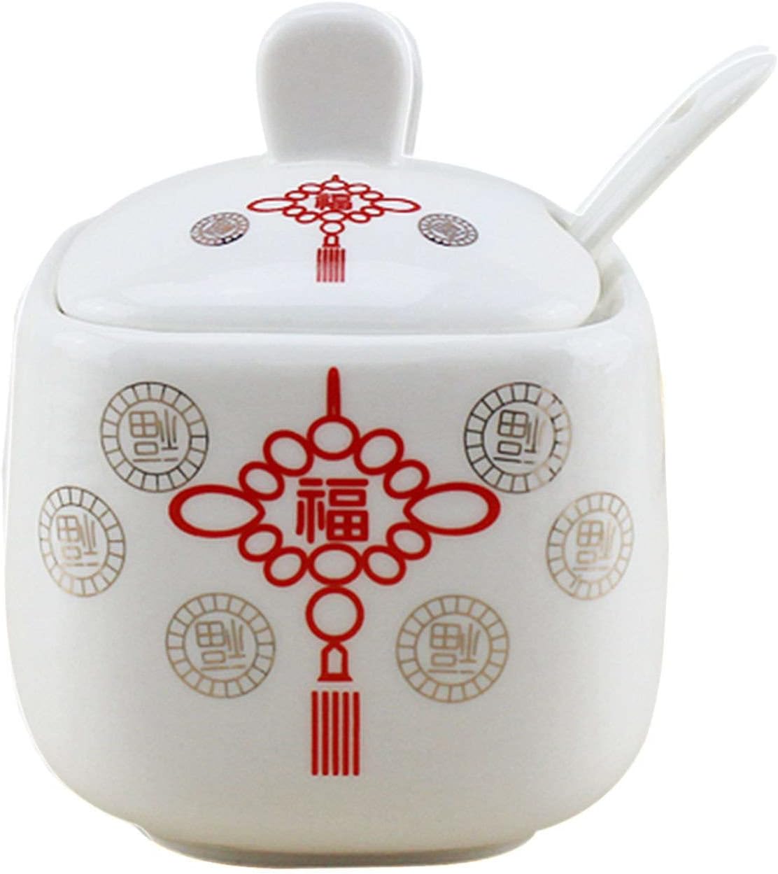 Sugar Bowl ,sugar pot, Sugar Bowl with Lid ,Chinese Sugar Bowl With Lid, Retro Sugar Pot, Sugar Container Spice Jar, Hand Carved Salt Pot Seasoning Canister, Coffee Sugar Canisters-Jinsihai-Sugar bowl