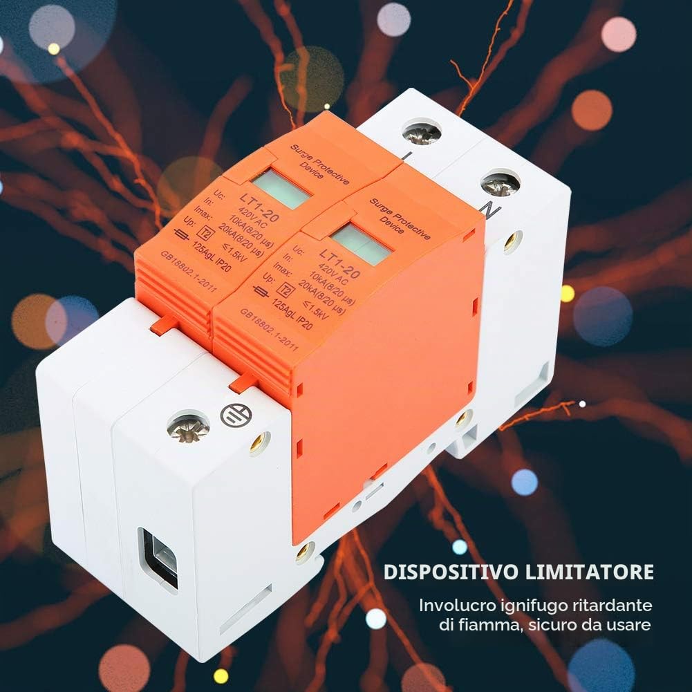 DEWIN Dispositivo Scaricatore 2P 10kA-20kA 420V AC Protezione Sovratensioni