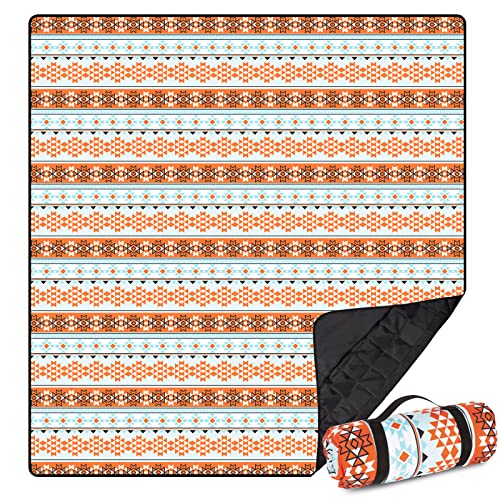 Airensky Extra Large Picnic Blanket(79 \"x 82\"), 3-Layer Thickening Waterproof Camping Blanket, Sandproof Picnic Blanket for Beach, Machine Washable, Wear-Resistant, Soft and Comfortable(Boho Red)