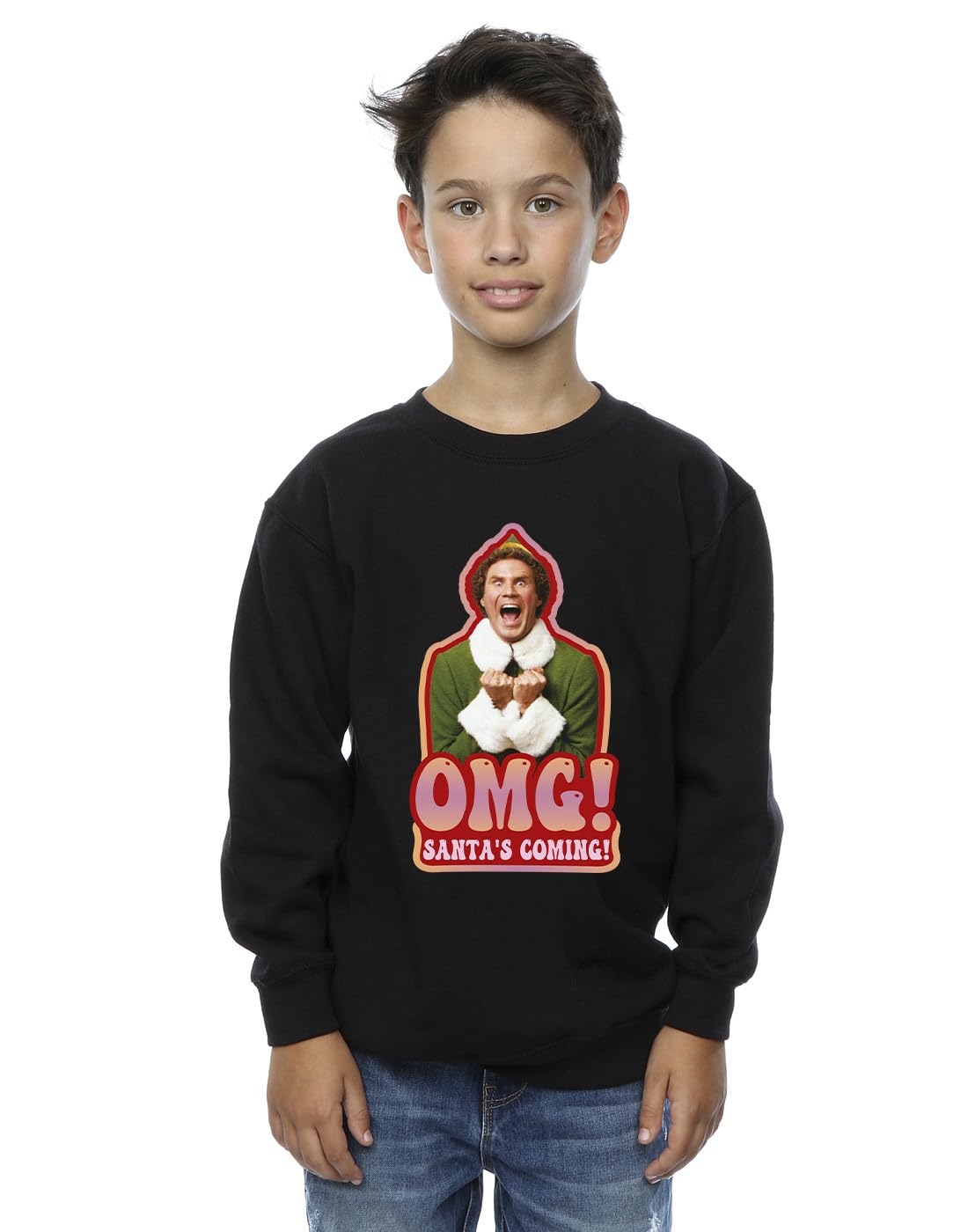 Elf Boys Santa's Coming Sweatshirt Black 7-8 Years