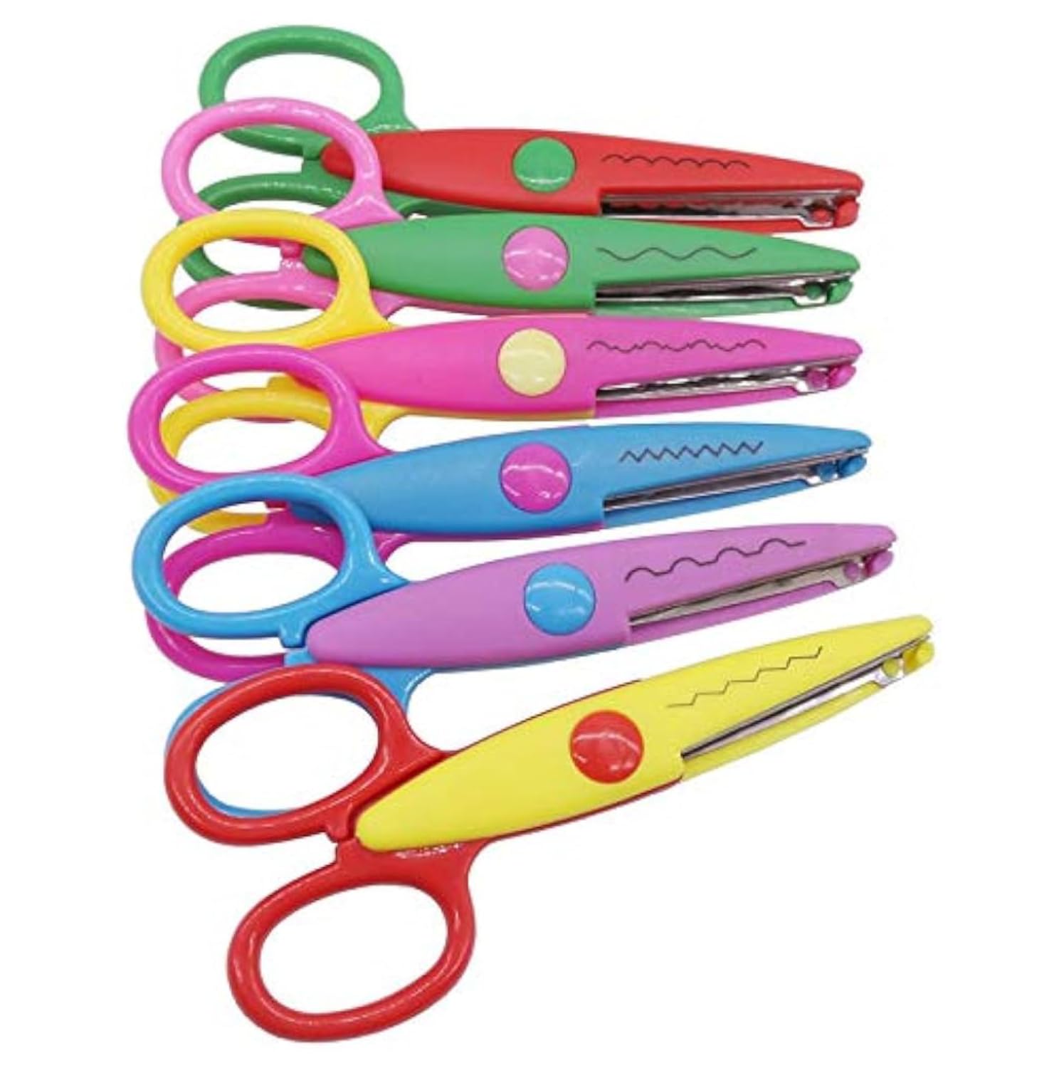 Crazy Cut Wavy Scissors with Plastic Handles and Stainless Steel Blades Pattern Craft Fun Safety Children Kids Zigzag Zig-zag (1 Pair)