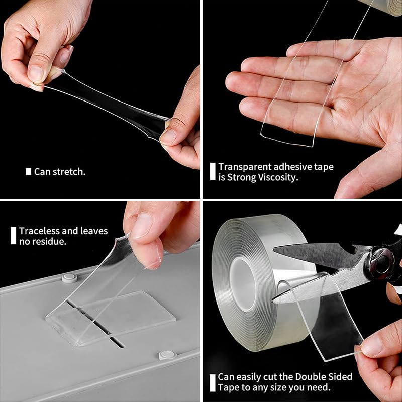 Miniatura 8 de Nayilin Cinta adhesiva de doble cara  Cinta de montaje fuerte para fotos, paredes, alfombras y más  Cinta adhesiva extraíble con nanotecnología