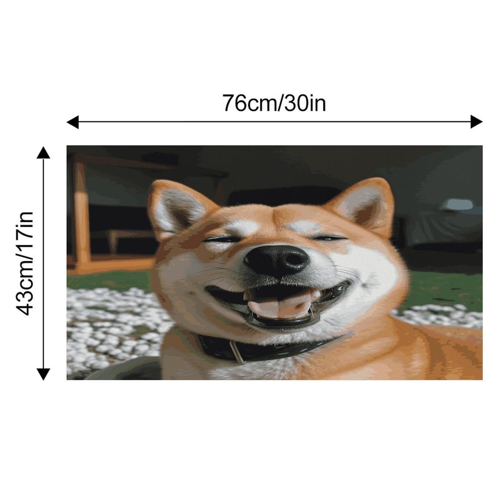 Shiba Inu Tapis de nourriture pour chat avec langue souriante – Tapis d'alimentation antidérapant facile à nettoyer pour la nourriture et l'eau, tapis de gamelle pour chien et chat 43,2 x 76,2 cm