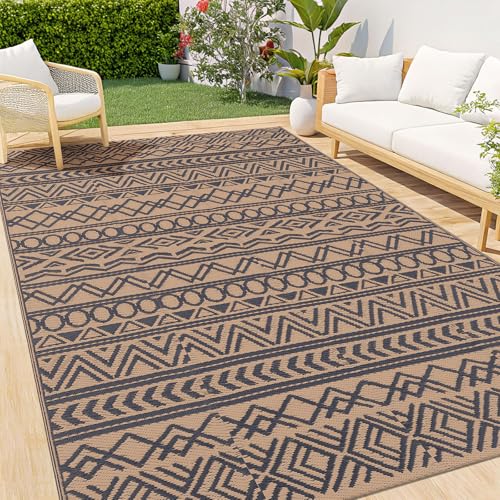 smiry Outdoor Teppich Wetterfest Modern UV-beständig Geometrisches Groß Outdoorteppich für Terrasse Balkon Garten Wohnzimmer