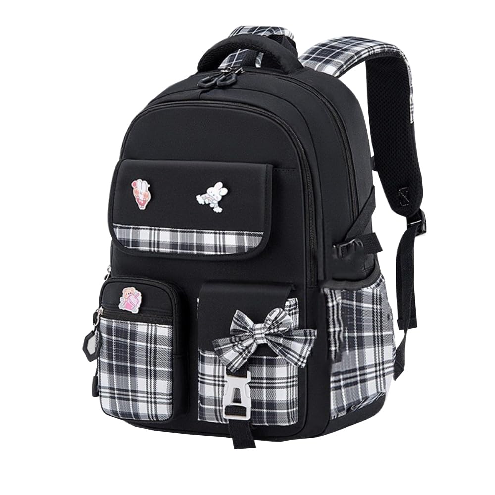 YTAIKBuy Girls Backpack, Lightweight Pink Bookbag Backpack Kawaii School Backpack Backpack for Middle High School (Black)