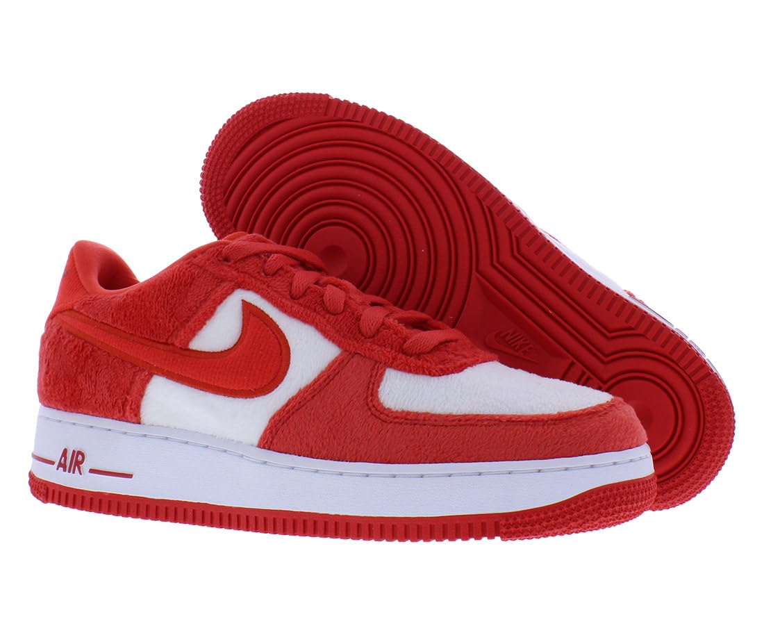 Nike Air Force 1 Big Kids' Shoes (FZ3552-612, Fire Red/White/Pink Foam/Light Crimson) Size 7