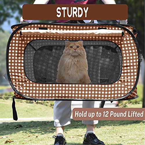 Rolscaler Portable Cat Cage Kennels For Cats Outdoor Travel, Portable Pop Up Cat Travel Cage, Portable Cat Condo, Cat Bed Collection For Medium Large Cats (Brown) #TOP2