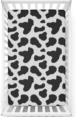 Sábana bajera ajustable con temática de vaca para cuna sábana bajera estándar para cuna suave y transpirable sábana de colchón para cuna o sábana