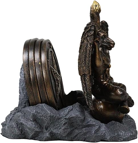 Miniatura 5 de Ebros Gift Wicca Occult Sabbatic Goat Baphomet - Juego de cuatro azulejos con respaldo de terciopelo, protector de muebles, bar, pub, cocina, acento