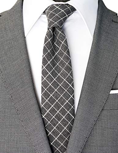 Image of Cotton Skinny Ties for Men, Plaid and Striped Slim Neckties