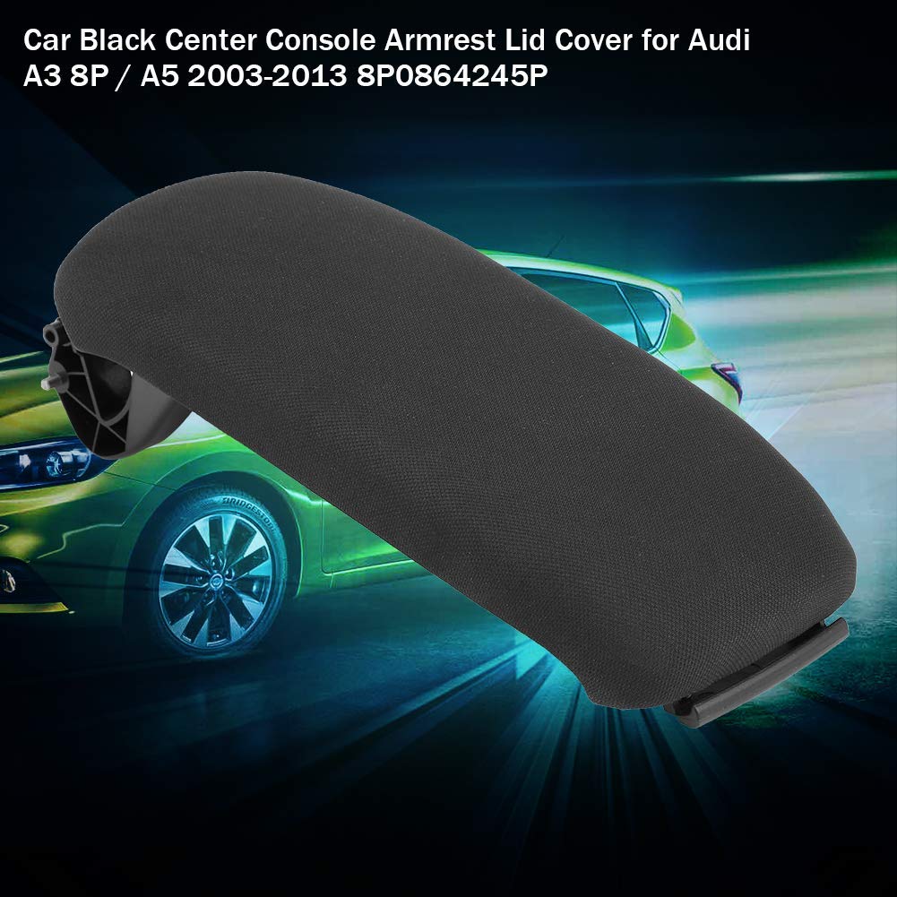 Coperchio del Bracciolo della Console Centrale Nera dell'Automobile Coperchio della Copertura della Console Centrale del Bracciolo dell'Auto per 8P / 2003-2013 8P0864245P(Cloth)