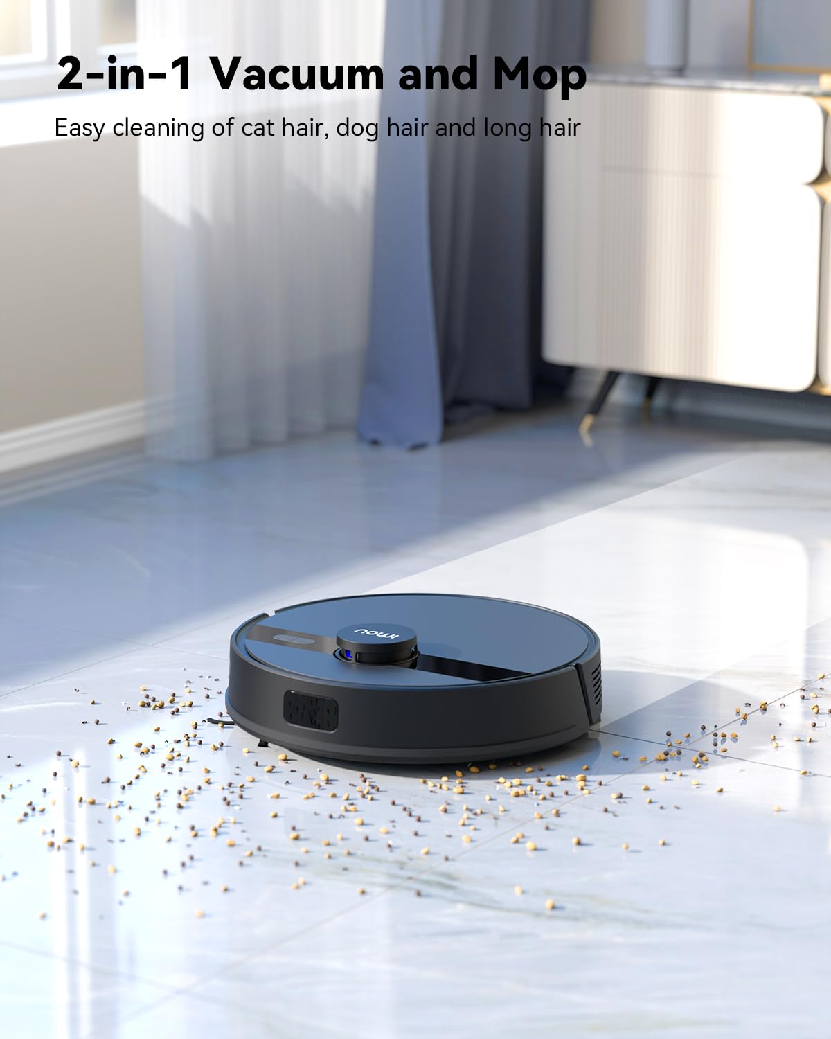 Imou Robot aspirapolvere 4500 Pa RV1 Pro con stazione di aspirazione automatica, robot aspirapolvere 3 in 1, ricarica automatica da 6400mAh, Lidar navigazion