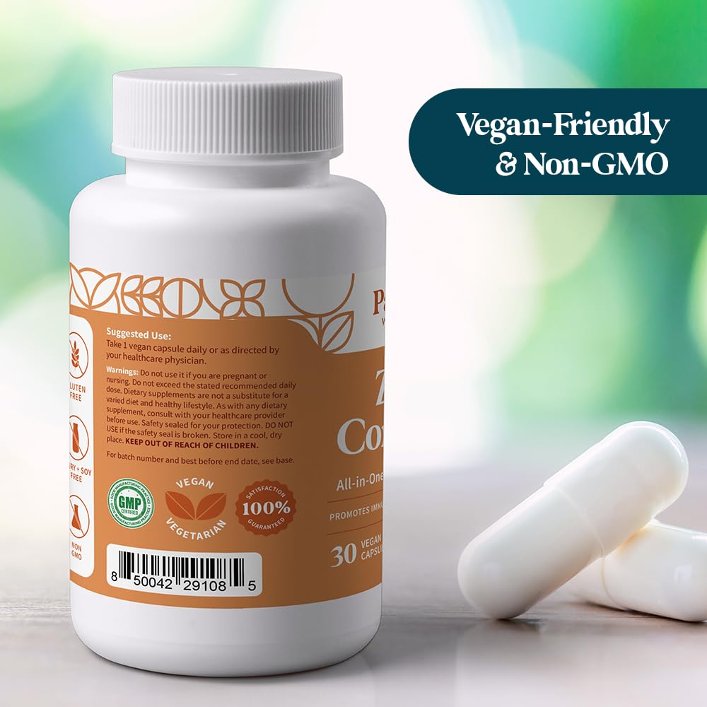 Suplemento Complexo de Zinco Pattern Wellness - Zinco de Alta Absorção com Vitamina C + Probióticos - Suporte Imunológico Completo - Testado por Terceiros - 30 Cápsulas Veganas - Imagem 9