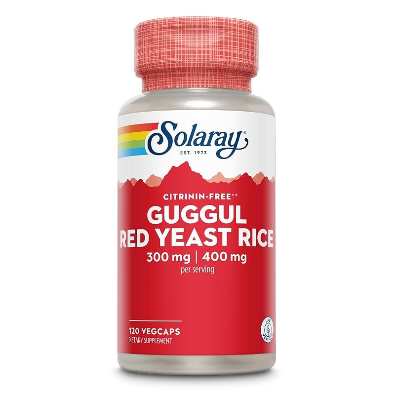 SOLARAY Suplemento Fitoterápico de Extrato de Goma de Guggul e Arroz Vermelho Fermentado, 120 cápsulas vegetais