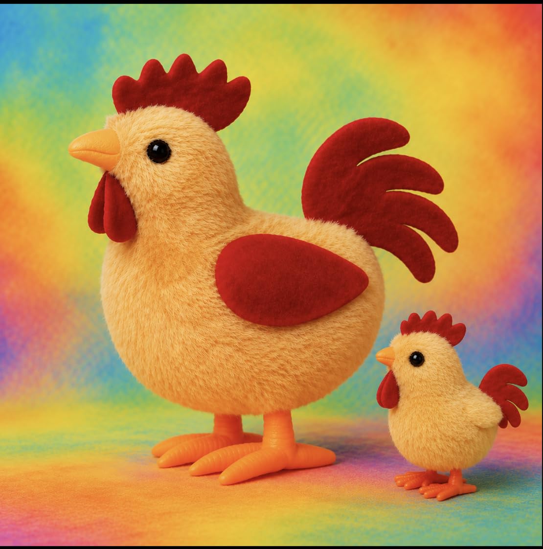 Wind-Up Jumping Hen Plush Rooster and Small Chick Toy for Kids | Wind-Up Jumping Action, Kids Toy, Plush Material, Big & Small Combo, Rooster Design-image-22