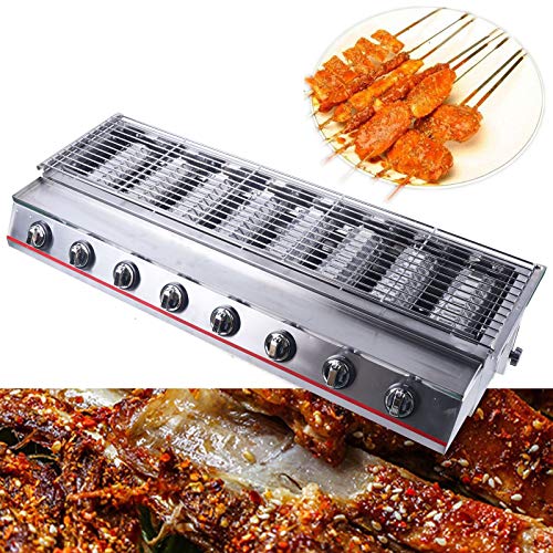 Gas Grill, 8 Burner 2800Pa Outdoor Grill, Commercial Barbeque Grill Tabletop Cooker Bbq Grill, Stainless Steel Grills Stove For Restaurants, Carnivals, Buffets, Snack Bars #TOP1