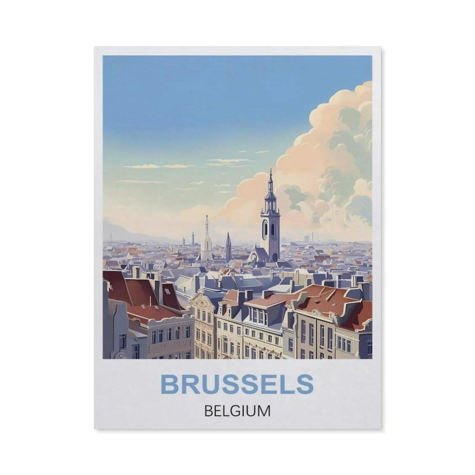Funny Metal Tin Sign Wall Decor，Brussels Belgium(30x40cm）