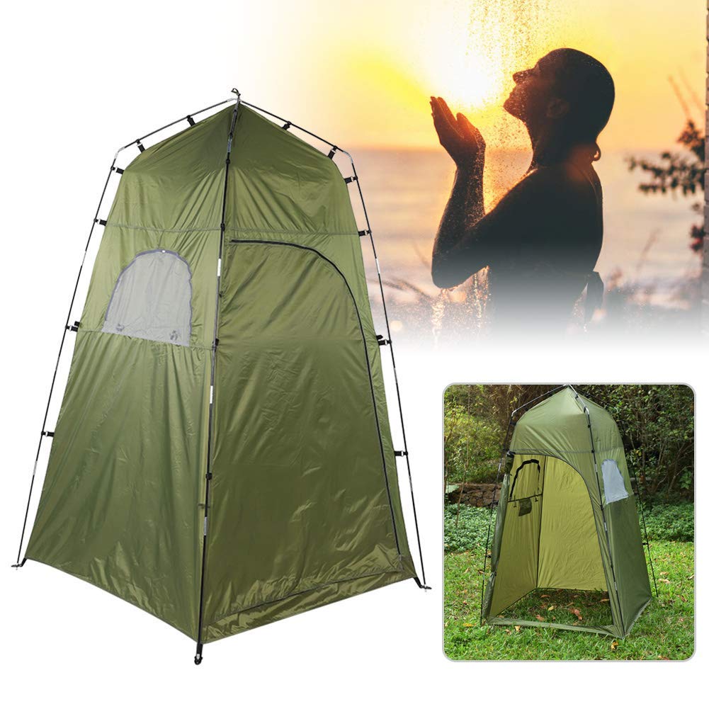 Tente De Douche Portable Pour Camping – Polyester 190T Argenté, 120x120x180 Cm, Avec Fenêtre, Poche Interne, Crochet – Poteaux Et Piquets Inclus