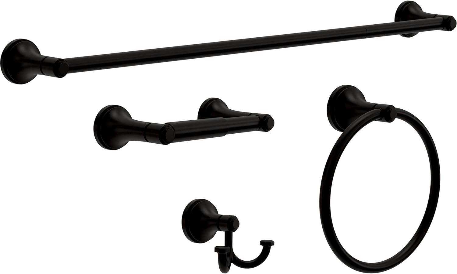 Franklin Brass Woodruff (1-Pack) 18'' Towel Rack w/ 6" Extender for Bathroom Matte Black Towel Bar for Bathroom Wall Mounted Towel Holder Rod WDRF26-MB