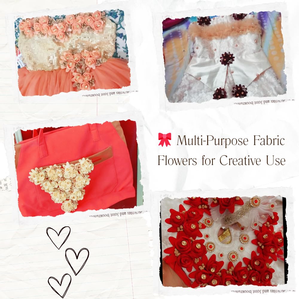 Asian Hobby Crafts Artificial Fabric Flower for Gift Packing, Wedding Trousseau & Hamper Decoration, Floral Brooch for Gift Trays, DIY Craft & Wrapping, Home & Party Decoration - Peach 3