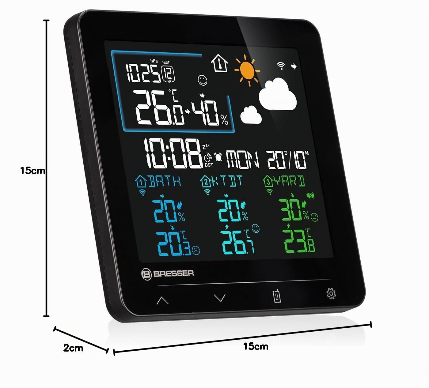 Bresser Quadro Individio NV Station météo sans fil, 3 capteurs