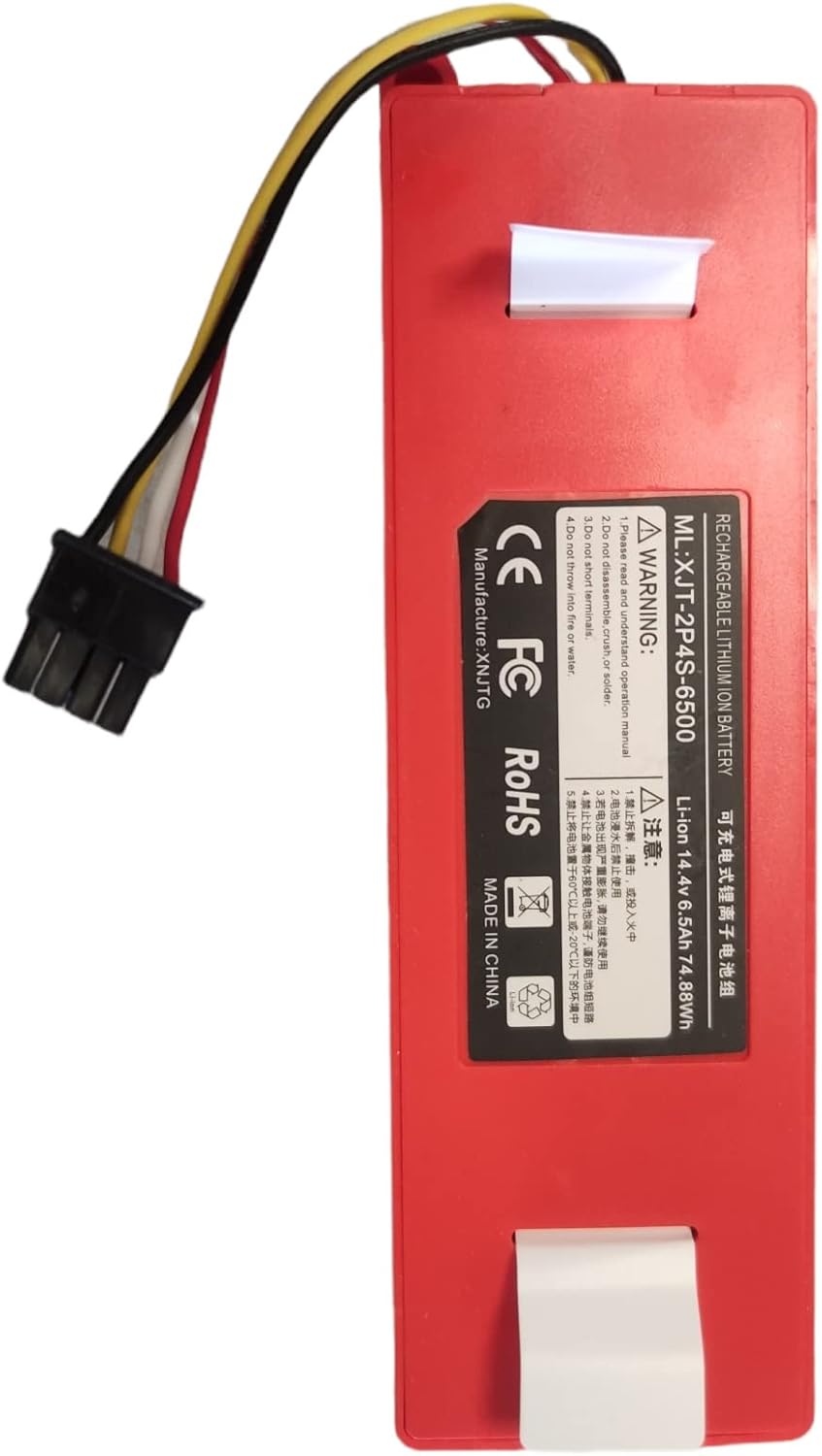 Batería Recargable Compatible con Xiaomi Roborock S55, S6, S60, S65, Sweep One S50 aspiradora, Robot Limpieza (14,4 V, 6500 mAh)