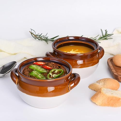Miniatura 7 de Vumdua Tazones de sopa de cebolla francesa con tapas y asas, 22 onzas de cerámica de cebolla para sopa de chile, cereales, cereales, tartas de olla,