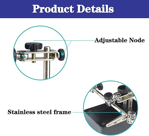 Miniatura 4 de Beileshi 25 x 75 x 10 x luz LED que ayuda a manos con lupa de ayuda soporte de lupa con abrazadera auxiliar y clips de cocodrilo