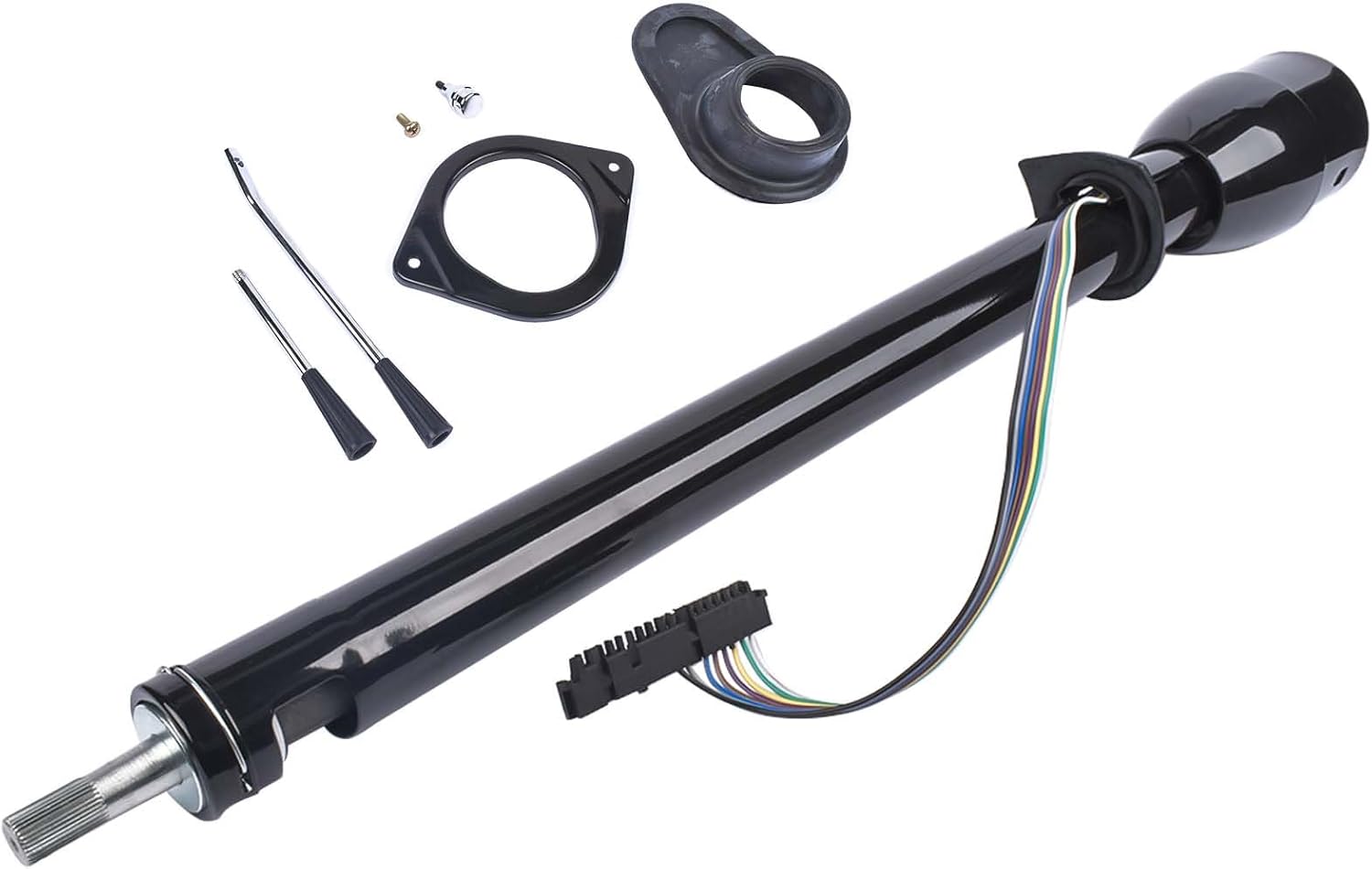 geluoxi replacement for gm 35 inch tilt manual steering column floor shift hot rod replacement for 1967-1972 chevy gmc c10 c20, stainless steel black coating 35" manual