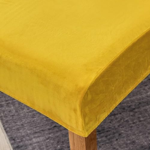 Miniatura 5 de Juego de 4 fundas de terciopelo para sillas de comedor y 6, fundas elásticas para sillas grandes de comedor, fundas suaves para asientos de sillas