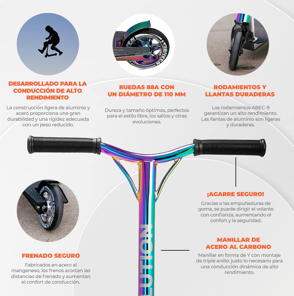 Raven – Patinete para niños y Adultos – Scooter – Patinete Freestyle, Kick – para Aprender Trucos en el Skatepark – Ruedas de PU de 110 mm, rodamientos ABEC-9 cromados