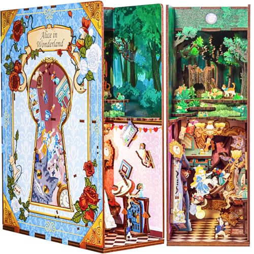 Book Nook Kit Alice in Wonderland Book Nook Kits for Adults, DIY Dollhouse Booknook Miniature Kit...
