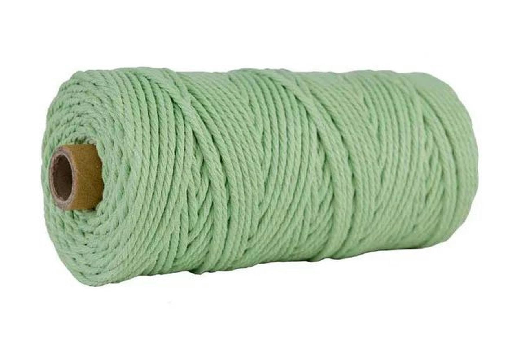 Cordones de algodón para manualidades de 3/4 mm, hilo colorido, cordón de macramé, hecho a mano, 200 m, cuerda decorativa, textil, verde macarrón, 4 mm x 100 m
