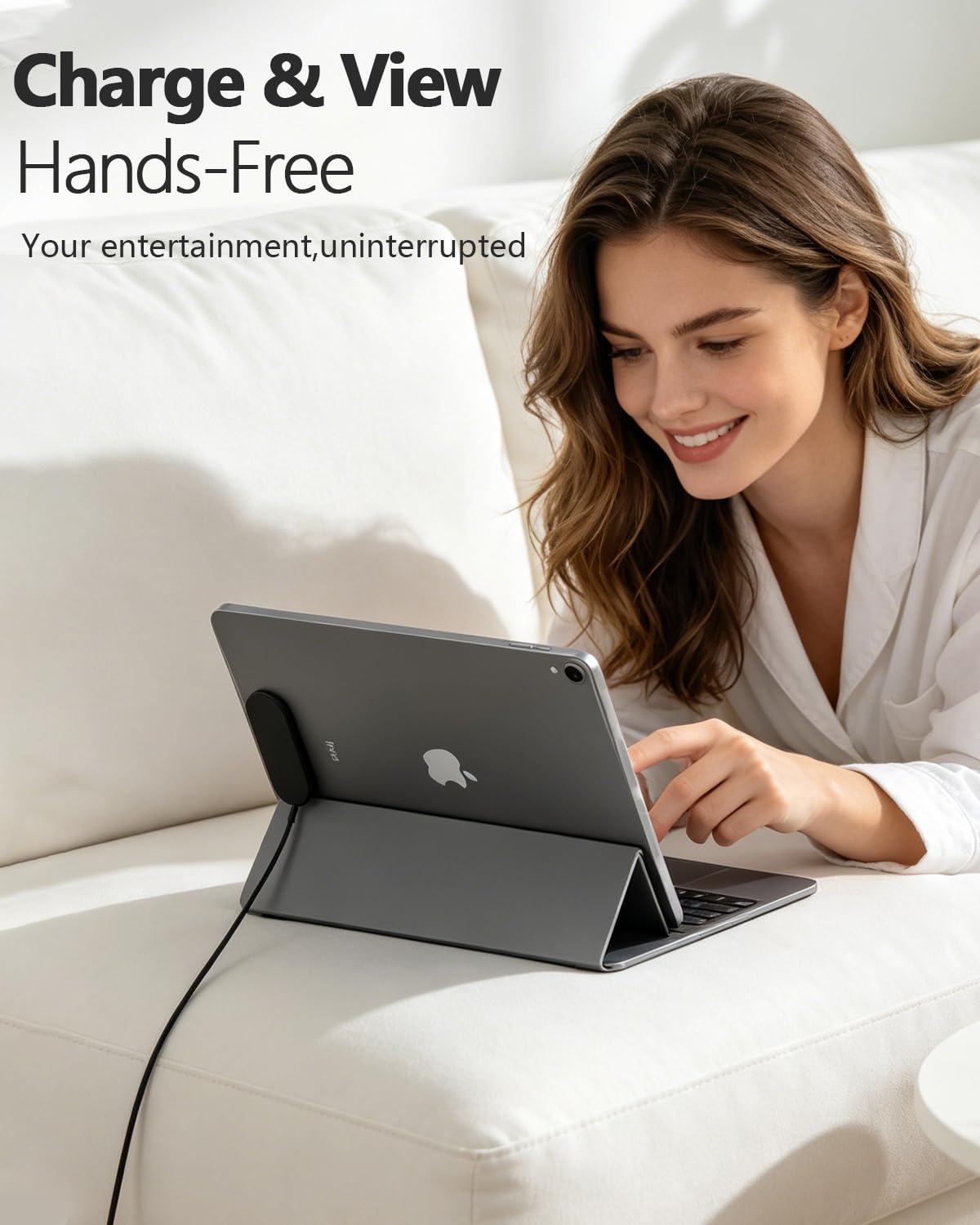 Cargador inalámbrico magnético para iPad Pro 12.9inch (3rd / 4th / 5th / 6th) y iPad Air 13 (M2 / M3) Solo, Cargador de Conector Inteligente de Carga rápida de 27W