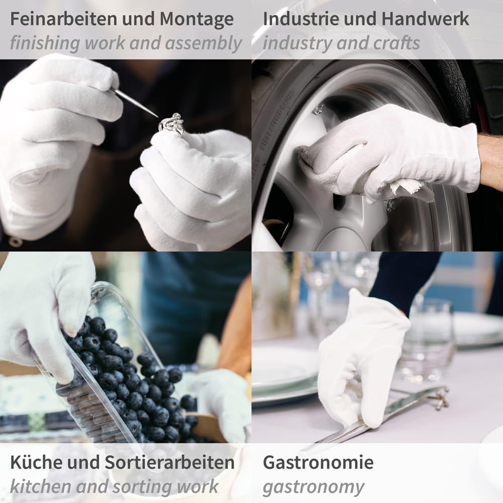 FRANZ MENSCH 600 Stück Hygostar Baumwollhandschuhe Blanc, weiß, 9/L, L: 25cm, Karton, Baumwollhandschuhe, Textilhandschuhe, Stoffhandschuhe
