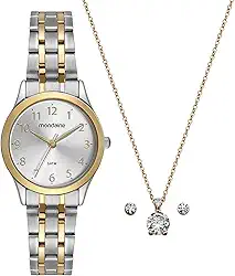 Kit Relógio Mondaine Feminino Bicolor com Semijoia 32608LPMKBE3K1
