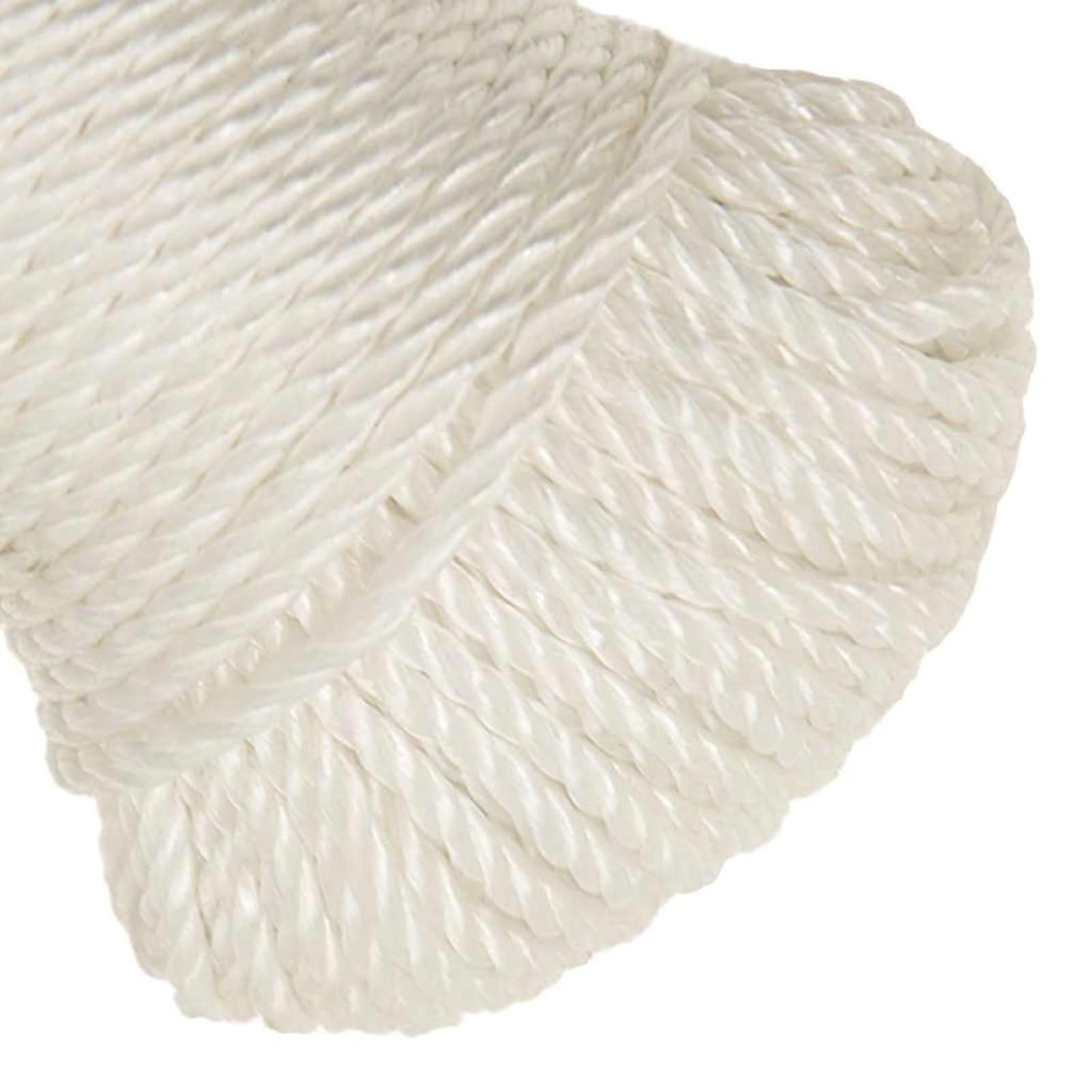Corda da Lavoro Intrecciata in Polipropilene, 6mm x 100m, Bianco, Resistente UV, Impermeabile, Carico di Rottura 210kg