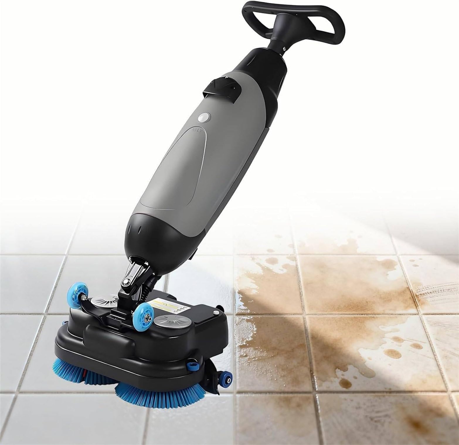 Fregadora De Pisos Comercial, Pulidora Y Abrillantadora De Pisos Eléctrica, Limpieza Profunda De Azulejos Y Lechada, Cabezal Giratorio De 360°, Para Azulejos, Alfombras, Pisos De Madera Y Mármol Grey