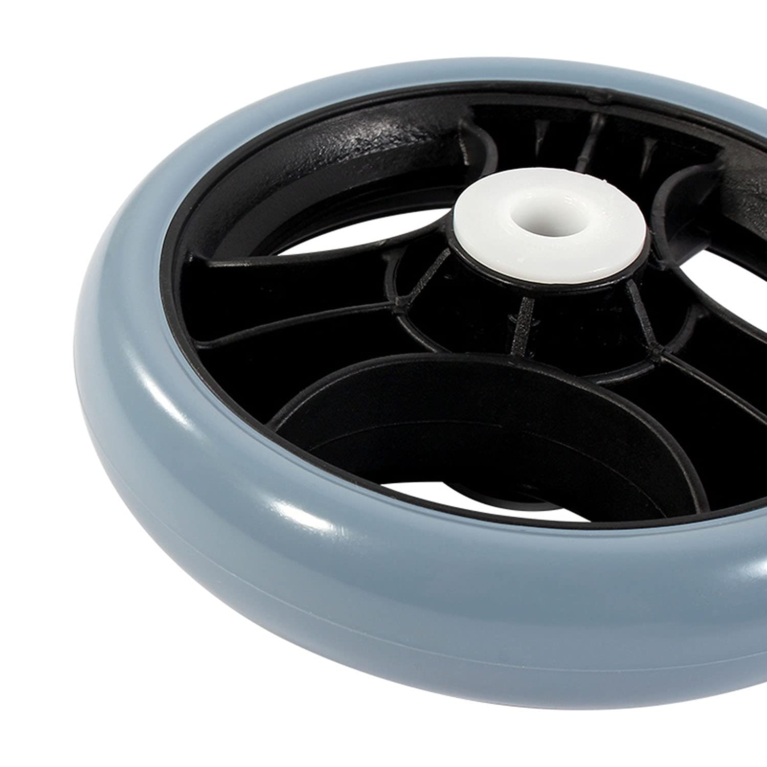 LekLai Koło Zapasowe Do Wózka Inwalidzkiego, Dwa Solidne Przednie Koła Do Wózka Inwalidzkiego, Koła Zapasowe Z Otworami Na Oś 12 Mm, Średnica 150 Mm/200 Mm/Black, Grey/8In/200Mm