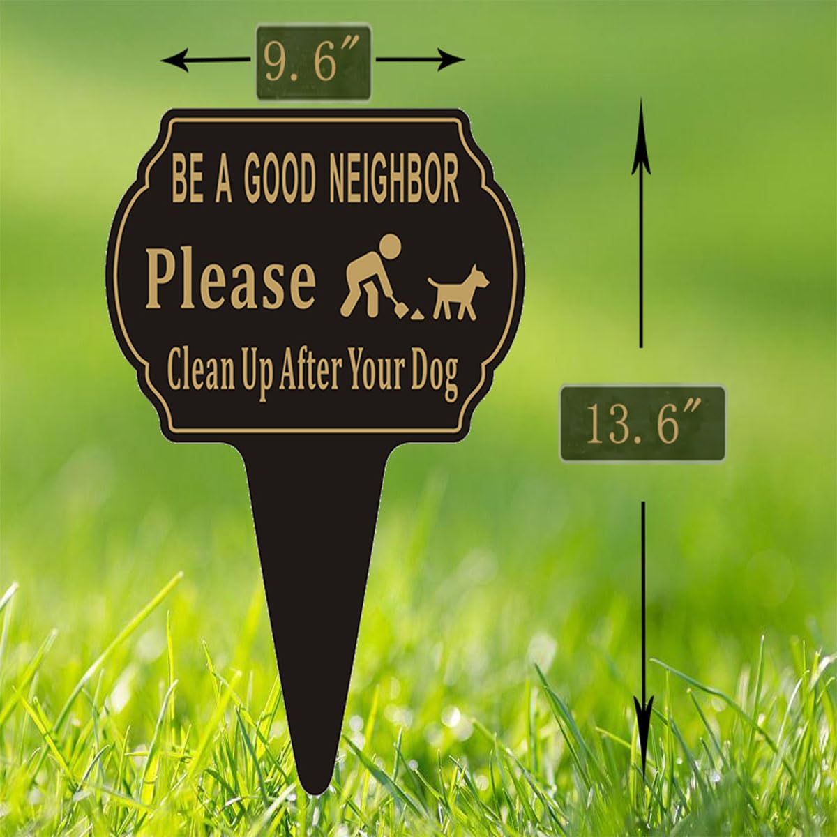 Panneau « Clean Up After Your Dog » - 35,6 x 25,4 cm - Inscription « No Pooing with Intergated Stake » - Impression double face (lot de 2)