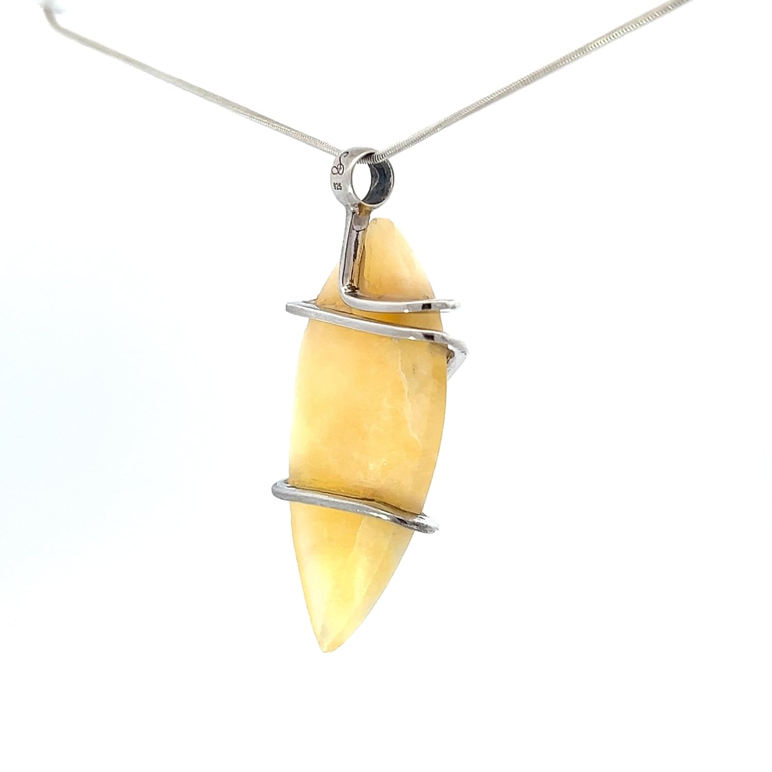 Orange Calcite Crystal Pendant Necklace (20") - Image 5
