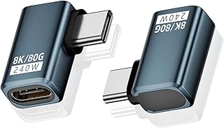 Poyiccot USB C L字 アダプタ240W超速充電、80Gbps 高速伝送 USB4.0 L字 USB C 変換アダプタ、8K@60Hz映像出力USB Type C 延長アダプタ、Thunderbolt 5/4対応 MacBook Pro/MacBook Air, 2個