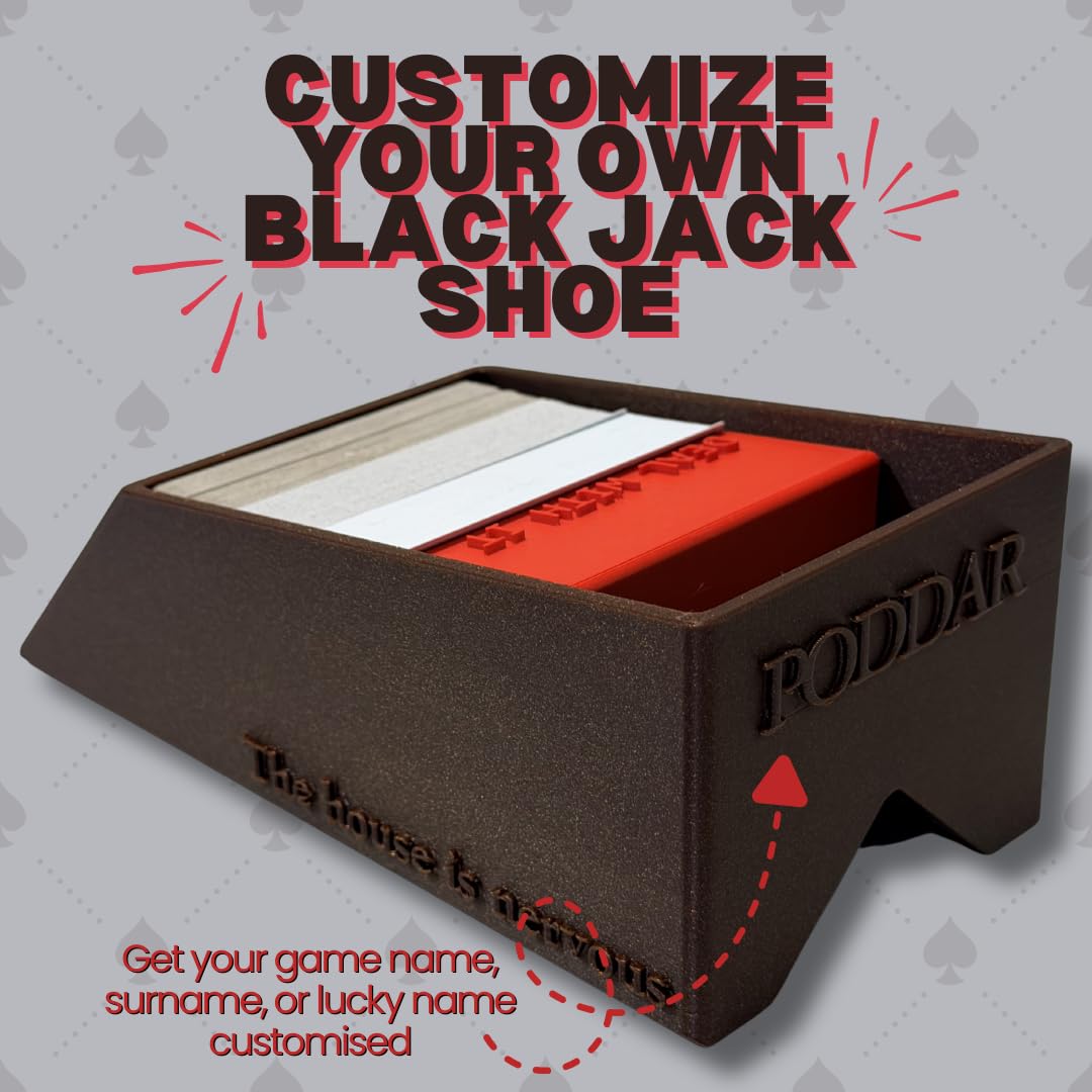 Blackjack Dealer Shoe | Holds Up to 4 Decks | Professional Casino Card Dealing Shoe with Weighted Wedge | Durable Build 800g Total Weight | Custom Name Option for Home Casino & Game Tables 2