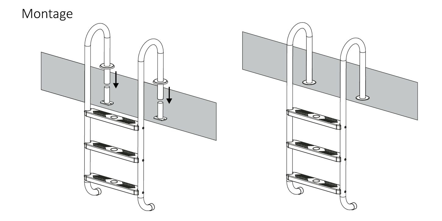 Zelsius Scaletta per piscina V2A in acciaio inox | 50 x 26,5 - argento | con protezione antiscivolo | scaletta per piscina e piscine